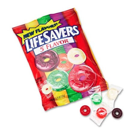 Wrigley Company Life Savers Hard Candy, Assorted, Individually Wrapped, 6.25 oz. Bag LFS88501